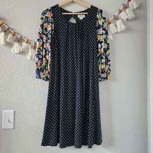 Anthropologie Maeve Fit&Flare Ballon Sleeve Floral Polka Dot Sawyer Preppy Boho